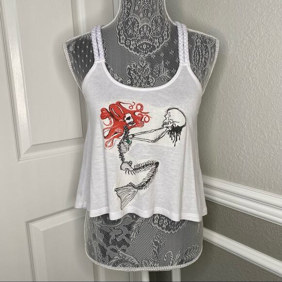 Vintage 90's Y2K Custom Womens Goth Mermaid Braided Crop Tank Top Size Medium - Picture 2 of 6